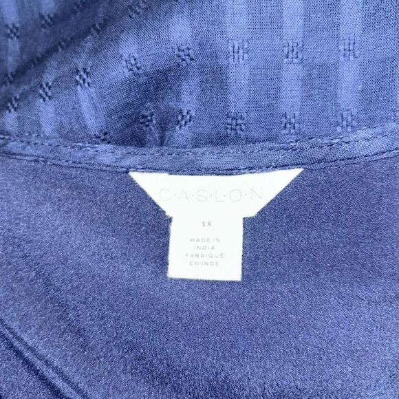CASLON Faux Wrap Ruffle Dobby Dress In Navy Peacoat Size 3X NEW - Picture 13 of 15